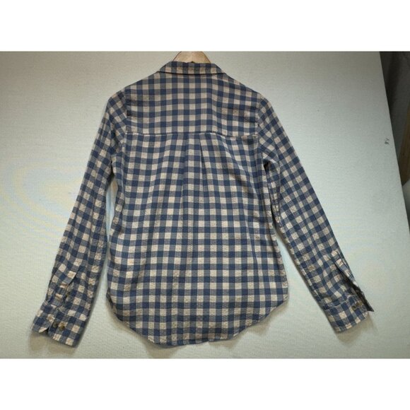 Abercrombie & Fitch Womens Long Sleeves Button Up Shirt Size M Blue Beige Plaid - Picture 8 of 10
